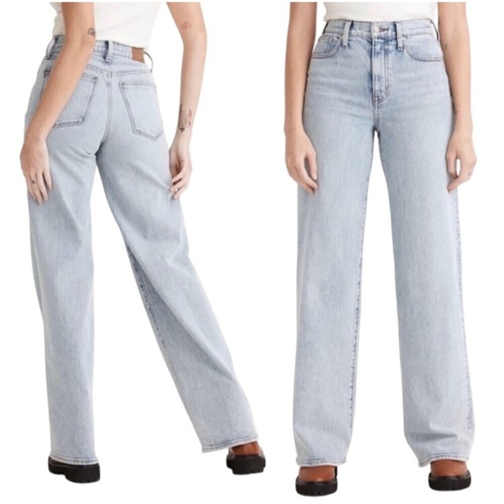 Madewell Superwide-Leg Jeans Light Wash Denim High Rise Womens Size 26 slouchy